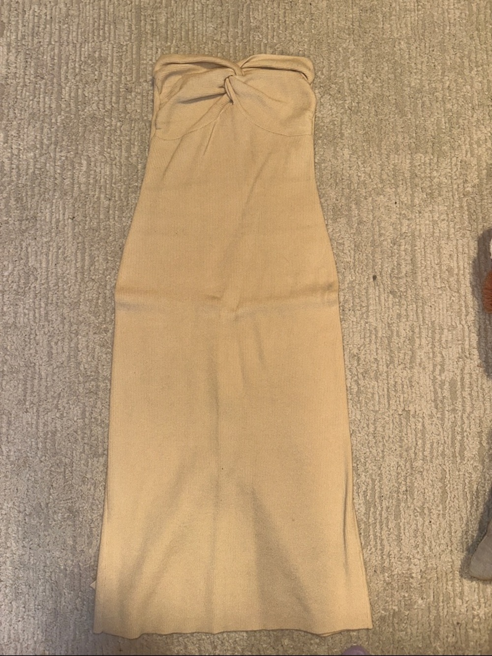 Strapless Knit Maxi Dress in Camel